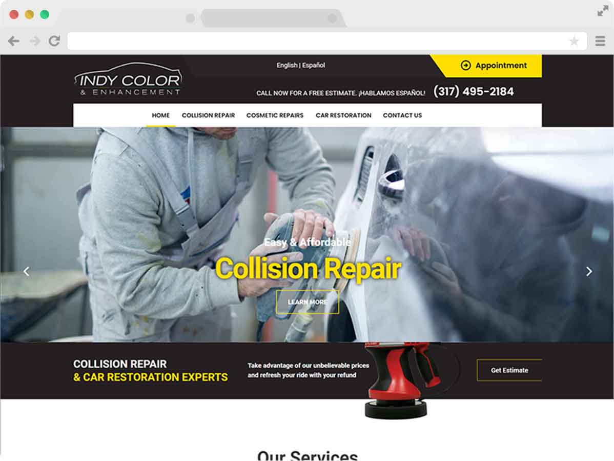 collision repair website design
