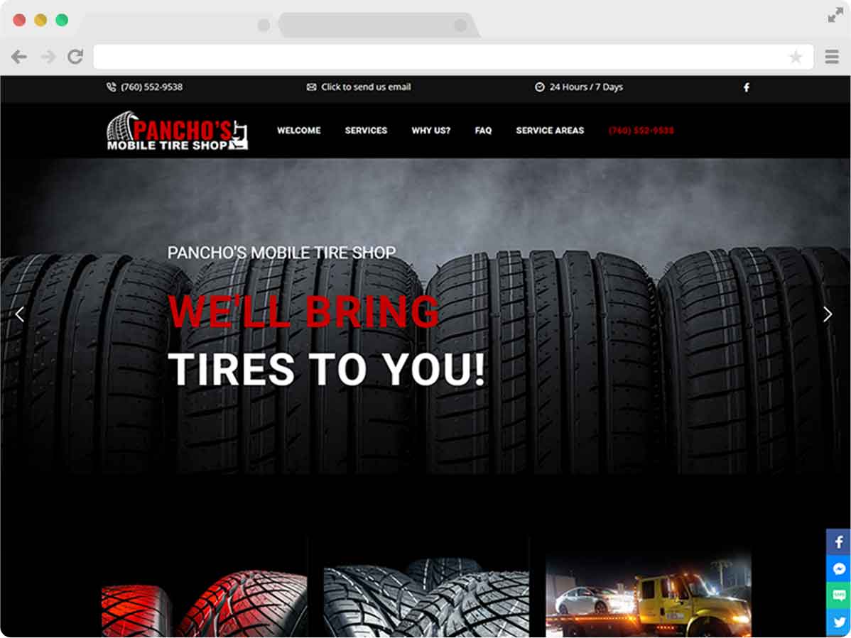 tire shop website design